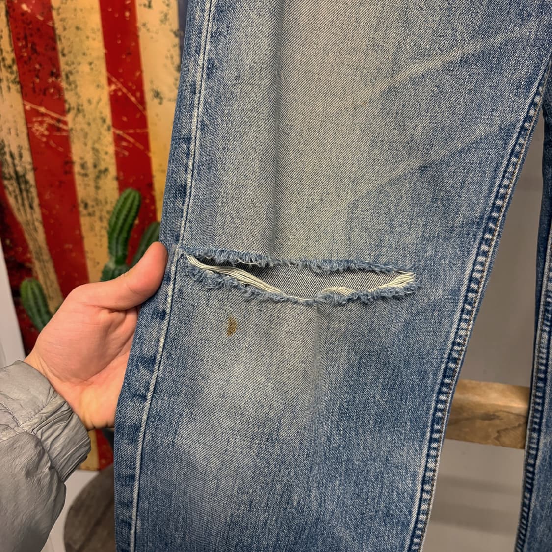00s 리바이스 503 루즈핏 레더탭 빈티지워싱 데님팬츠 N389 상품이미지5