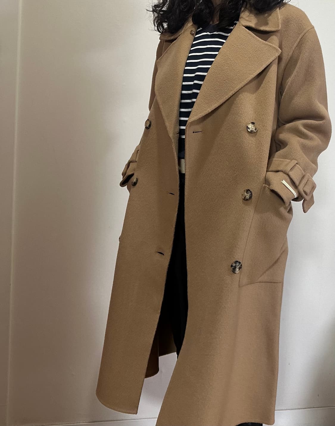 (새상품) 울100 핸드메이드 더블 롱 코트 상품이미지1