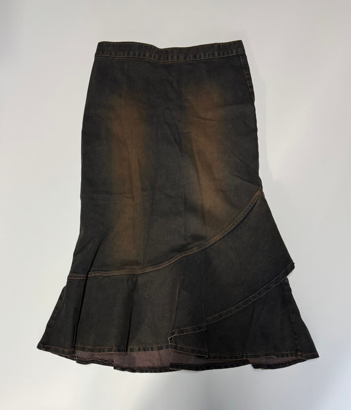 여성 빈티지 y2k 스톤 빈티지 워싱 데님 롱 스커트 29.9인치 상품이미지2