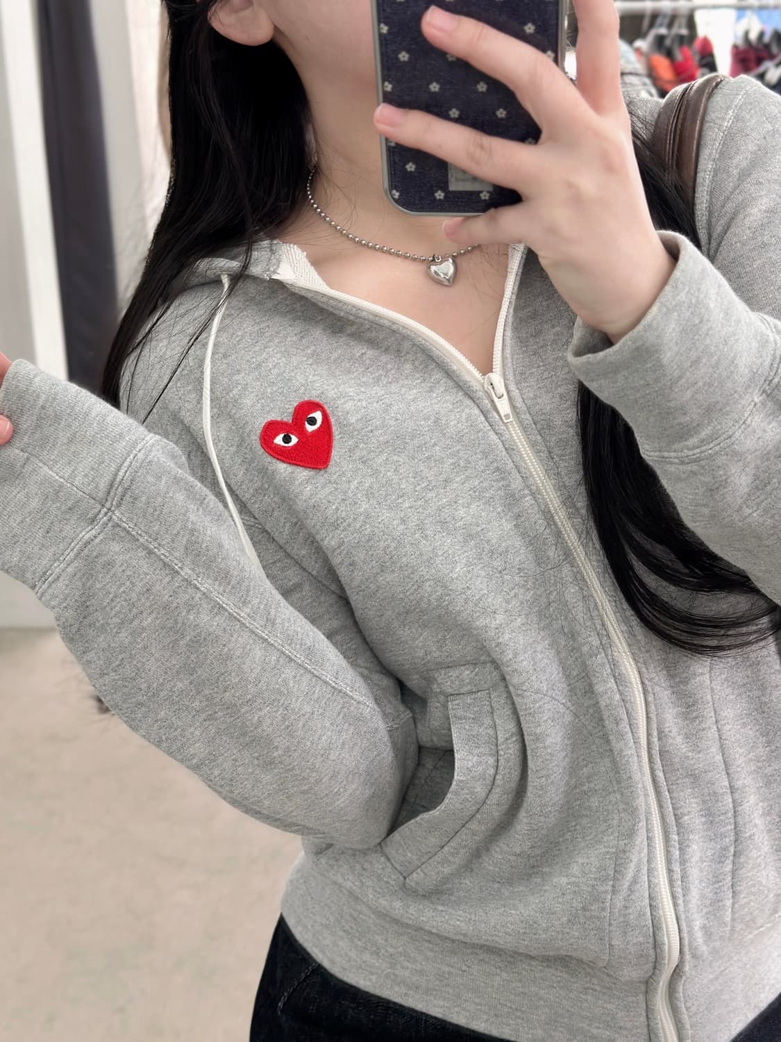 꼼데가르송 레드와펜 멜란지그레이 후드집업  상품이미지2