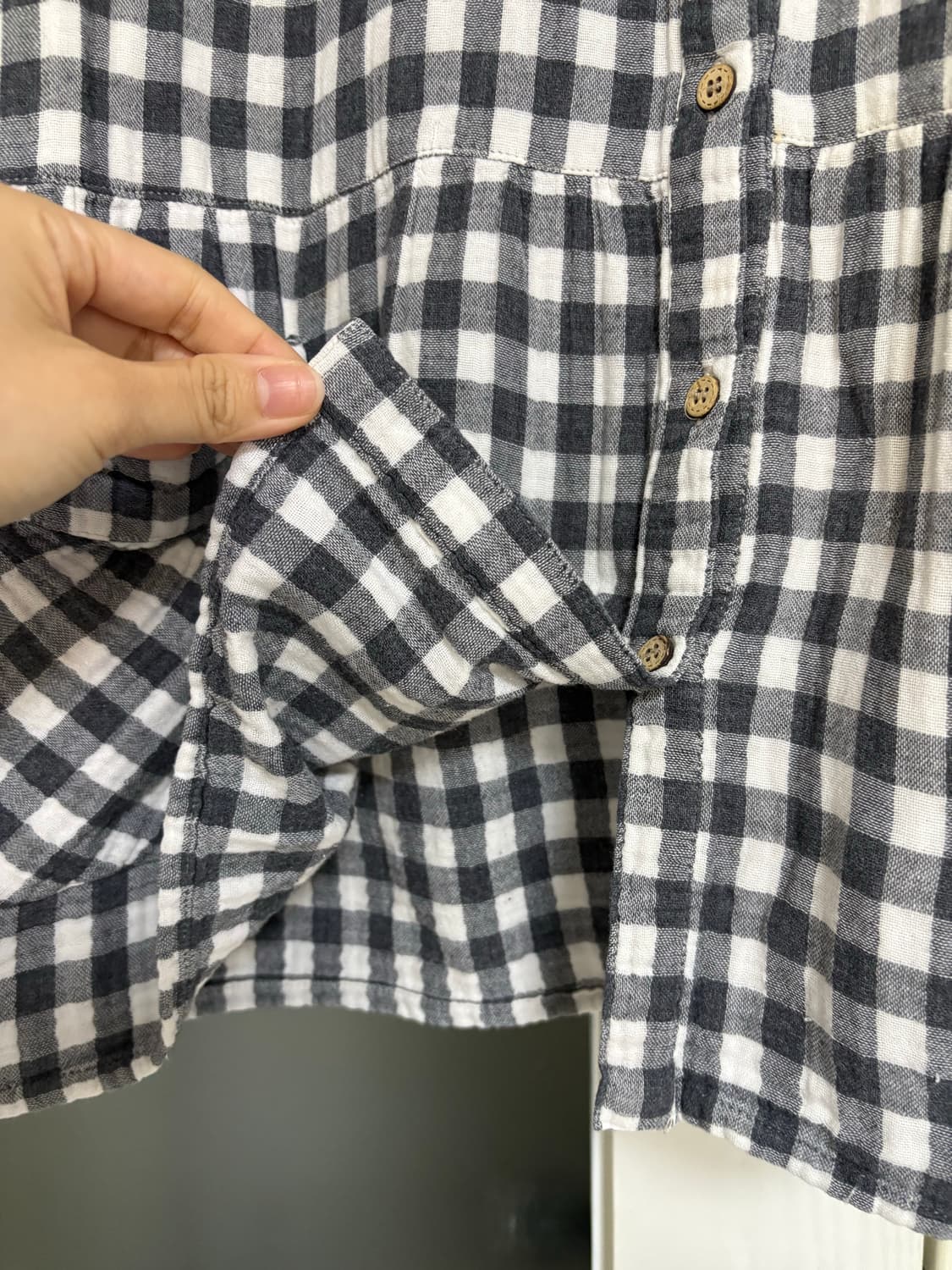 그레이 체크 반소매 탑  상품이미지5