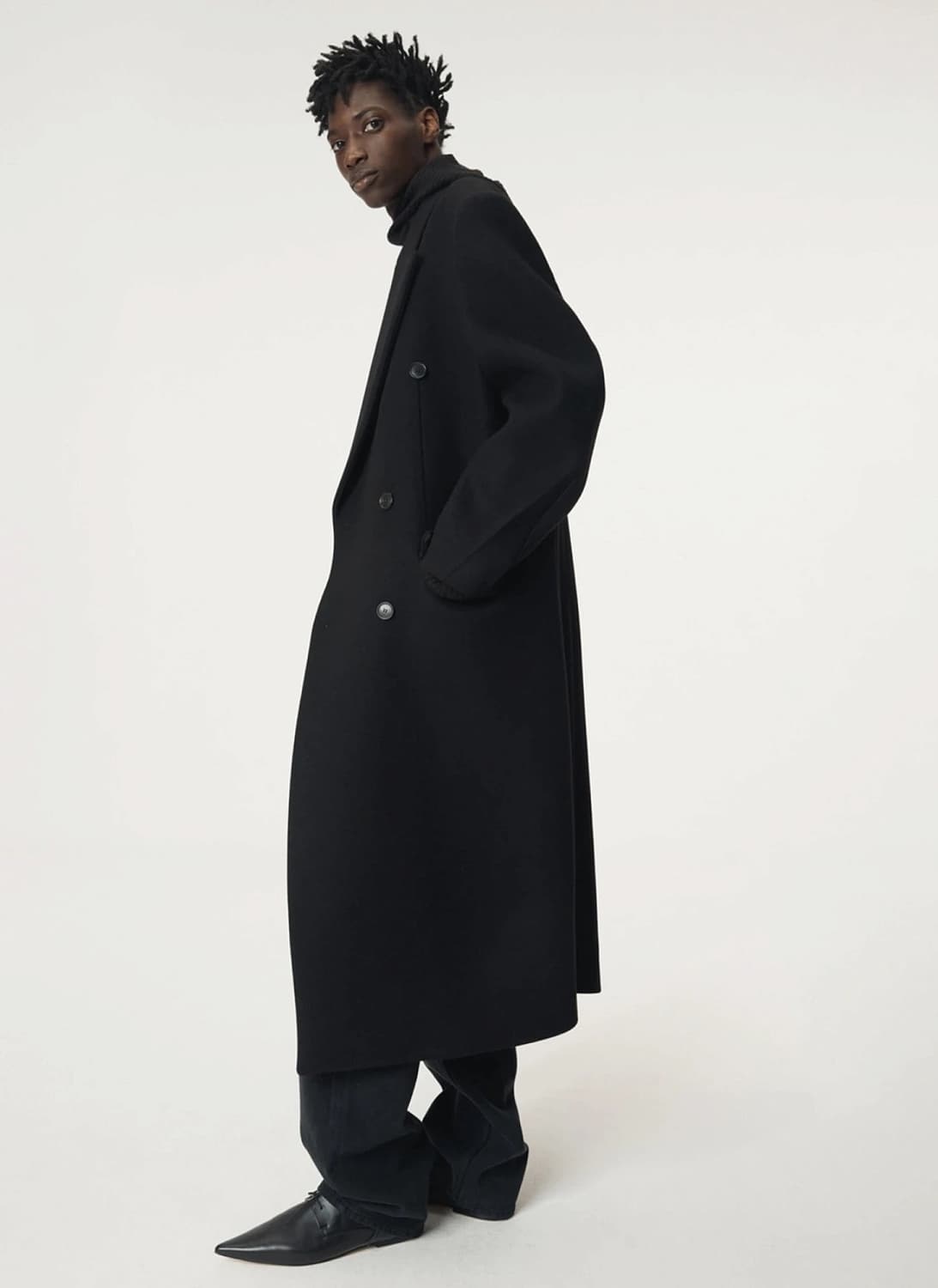 [XL] 렉토 25FW 클래식 더블 코트 블랙 상품이미지6