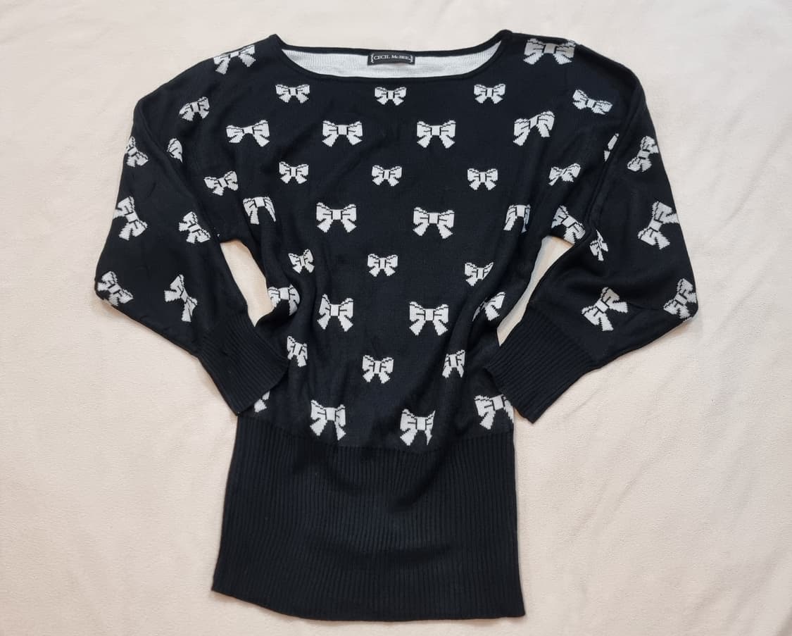 화이트 리본 올오버 니트 롱탑 상품이미지1