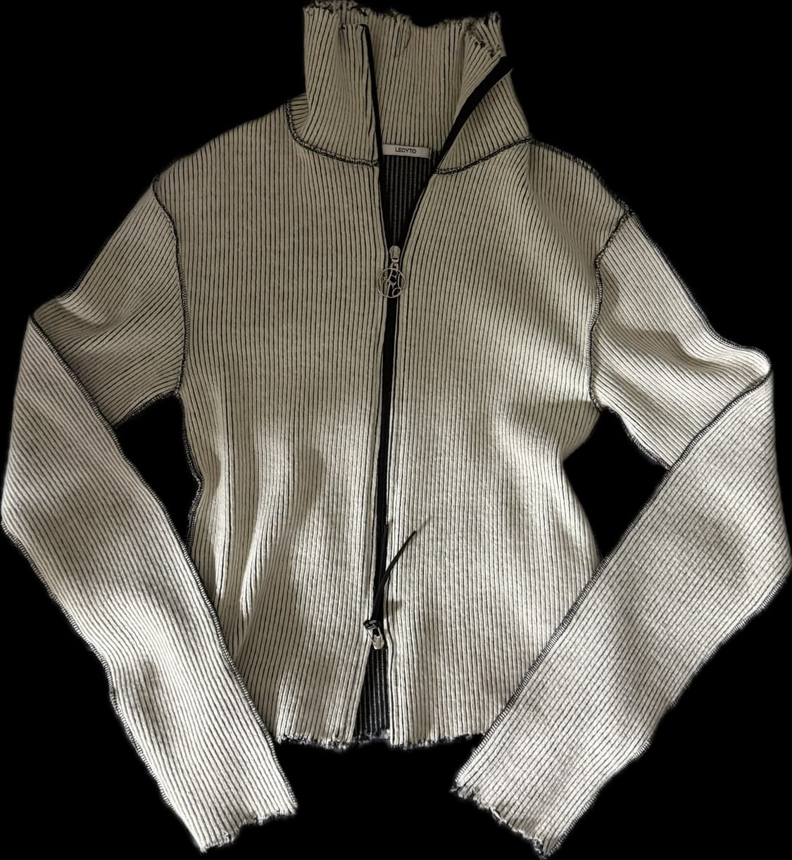 레씨토 Destroyed Lip Knit Zip-Up_[Ivory] 상품이미지4