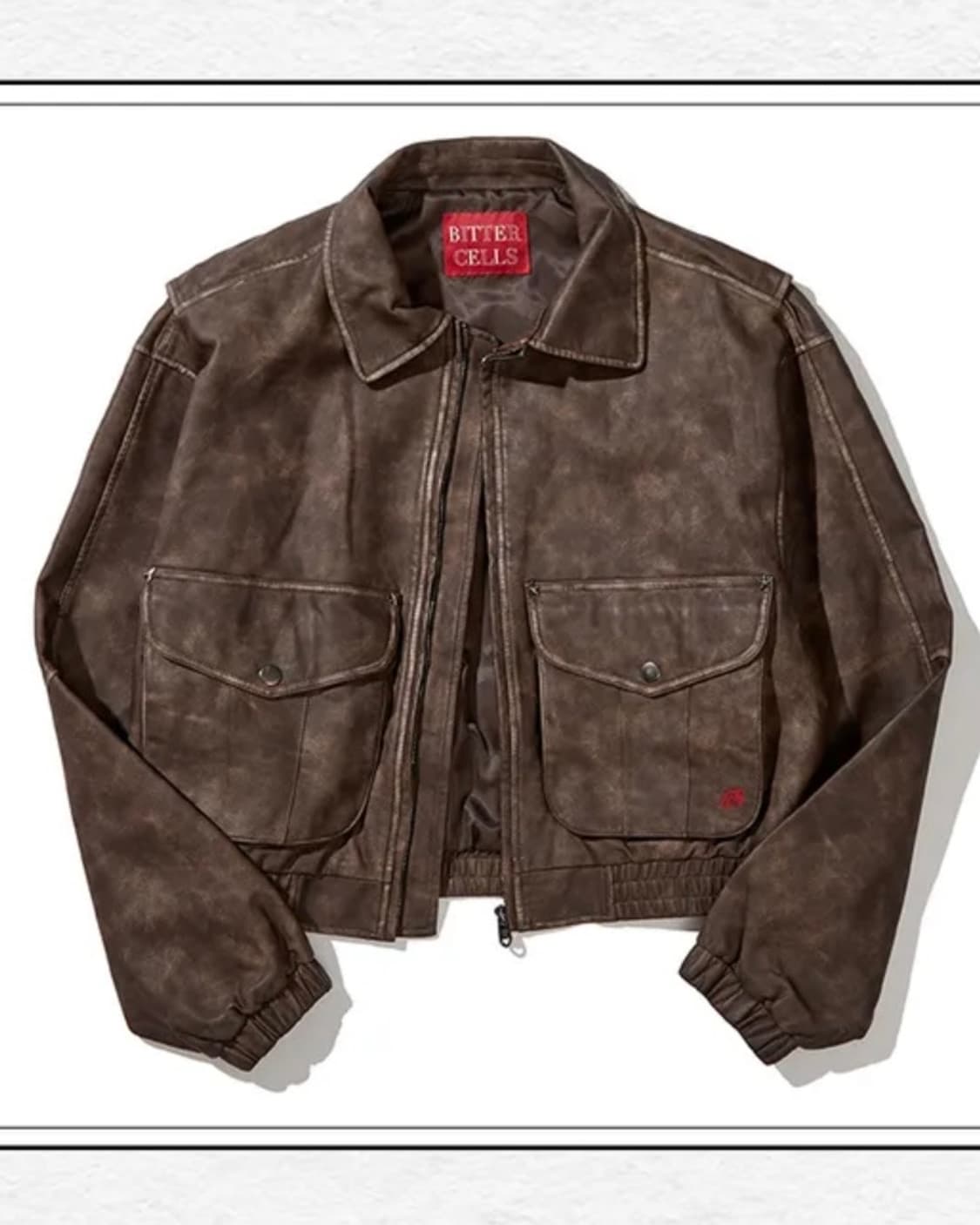 비터셀즈 스타 레더 자켓(워시드)(오버핏)-브라운 상품이미지3