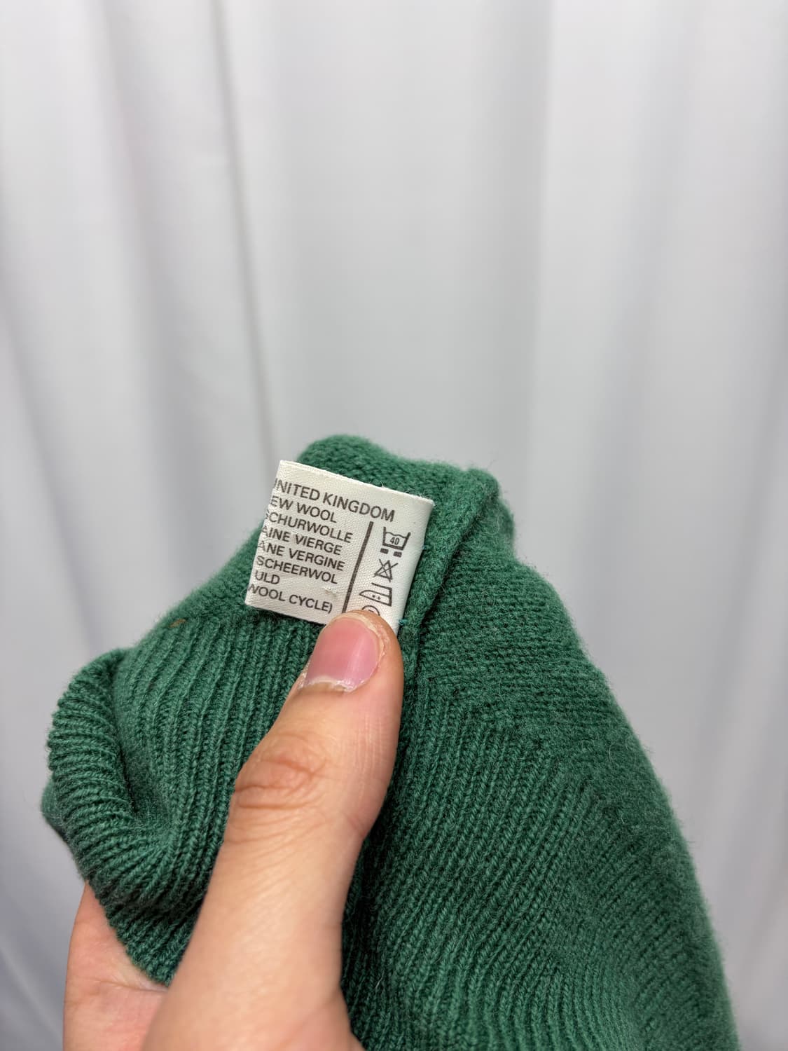 90s 버버리 램스울 브이넥 니트 그린 38 상품이미지5