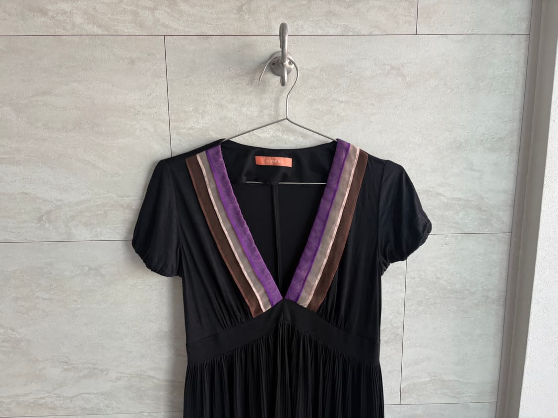 color trim v-neck dress 상품이미지2