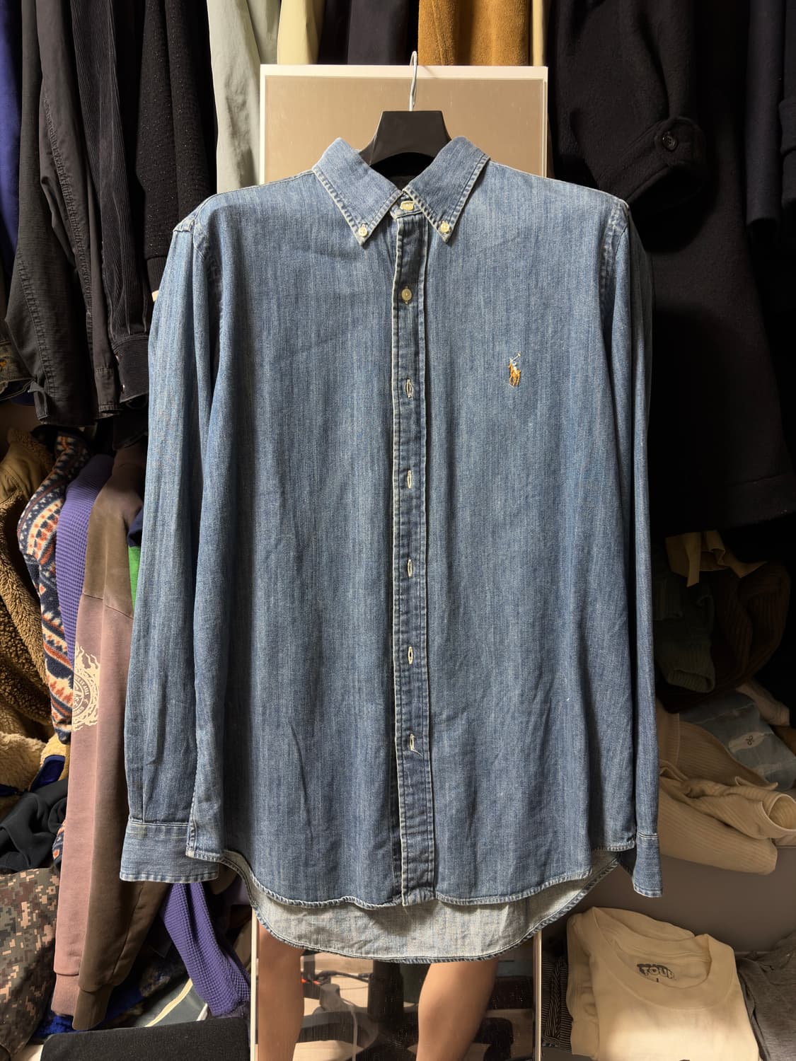 폴로 샴브레이 데님 셔츠 클래식핏 M사이즈 상품이미지1