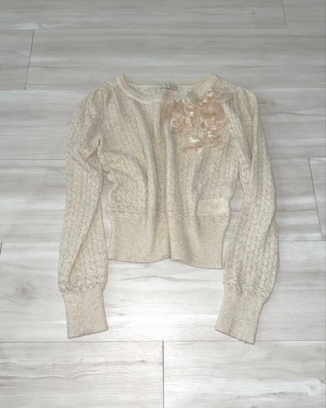 Ivory Lurex Floral Corsage Knit 상품이미지7