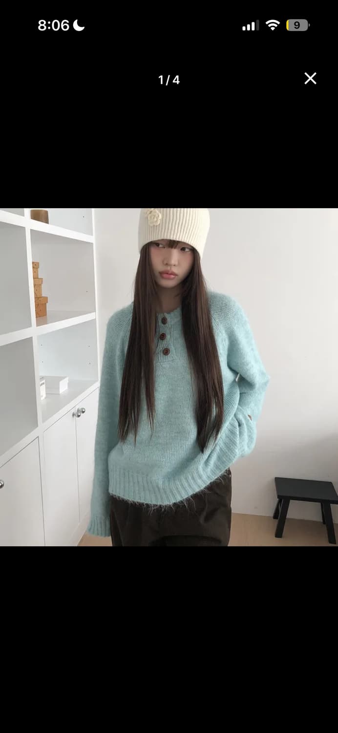 스하 헨리넥 버튼 오버핏 니트 상품이미지2