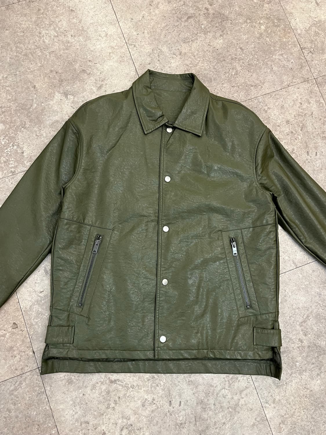 빈티지 레더 자켓 카키 95 #csz2649 상품이미지4