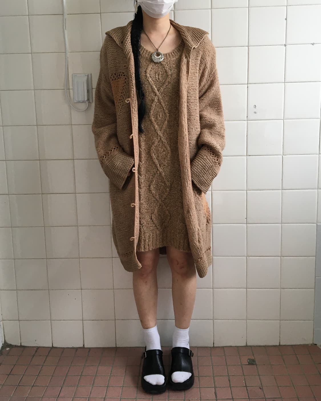 Crochet point knit long cardigan 상품이미지6