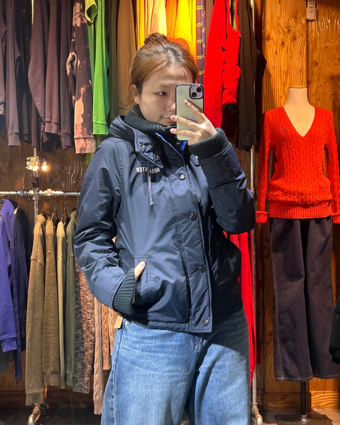 S 홀리스터 네이비 후드 패디드 자켓 상품이미지1