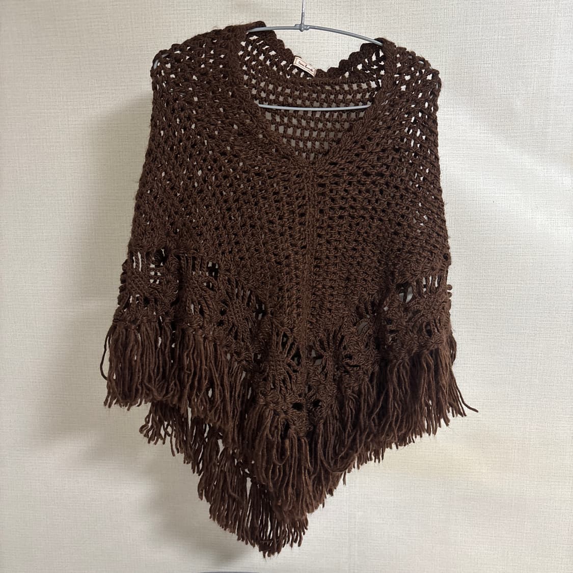 지구샵 지구네 빈티지 브라운 니트 그물 케이프 상품이미지1