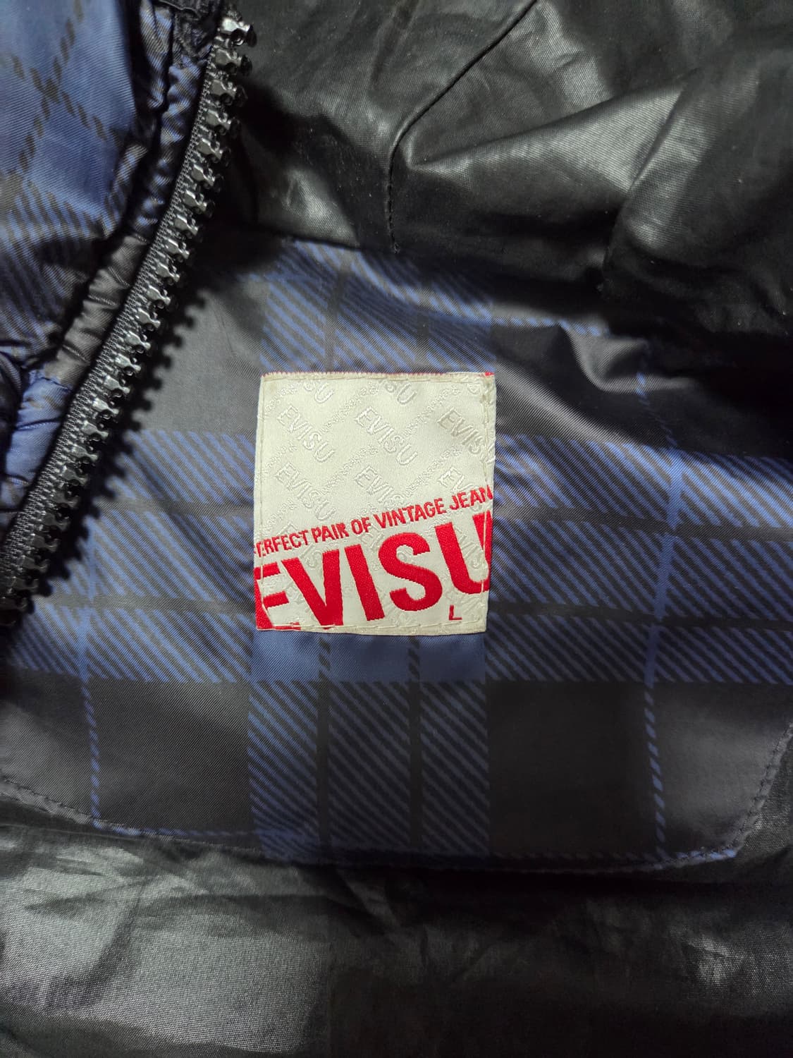 EVISU 체크 후드 패딩 조끼 L 상품이미지2
