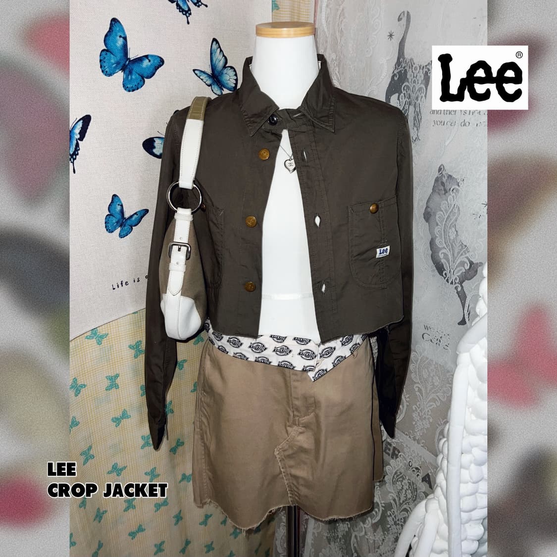 Lee 카키 크롭 셔츠 상품이미지1