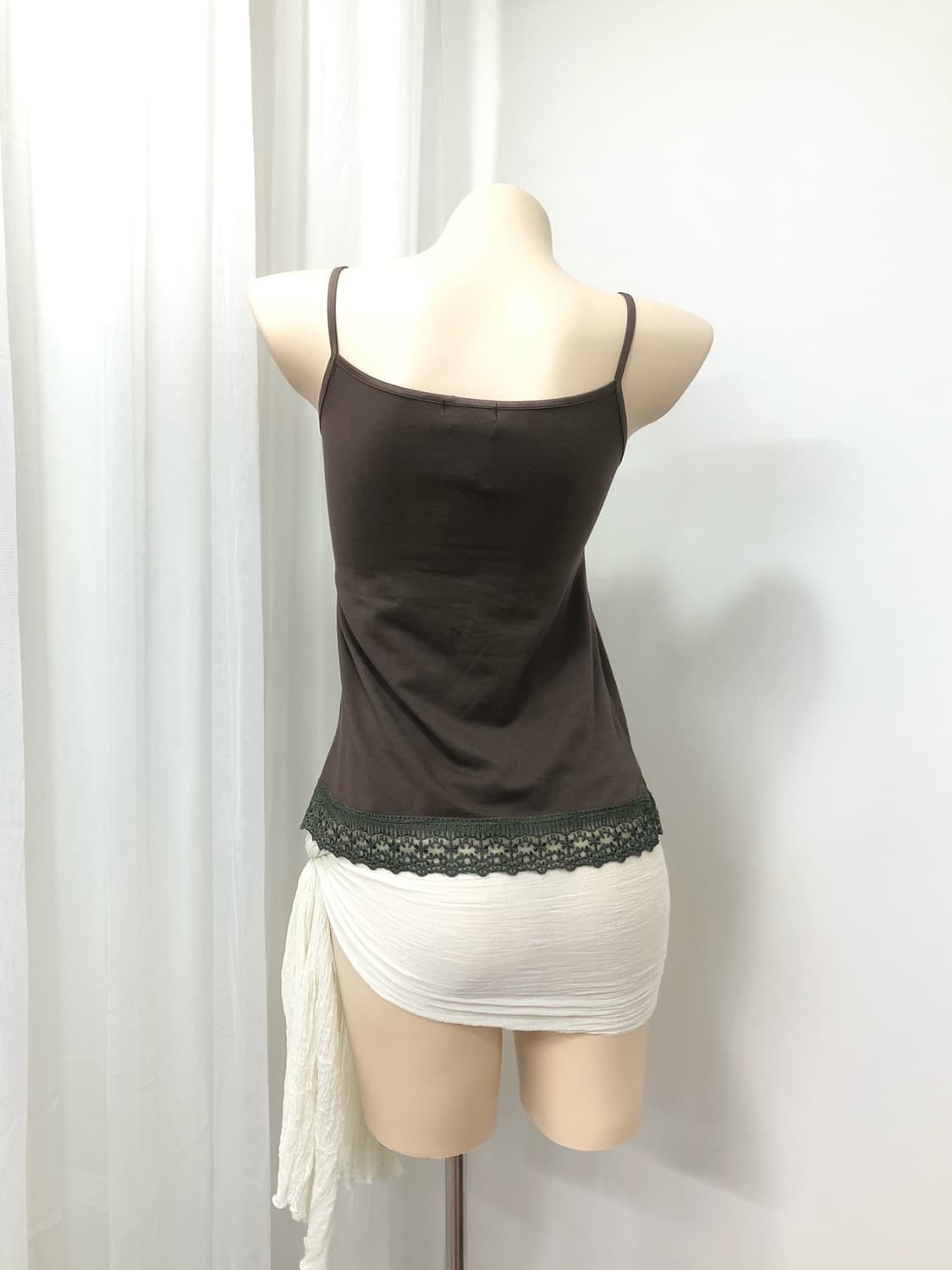 green lace brown sleeveless top 상품이미지2