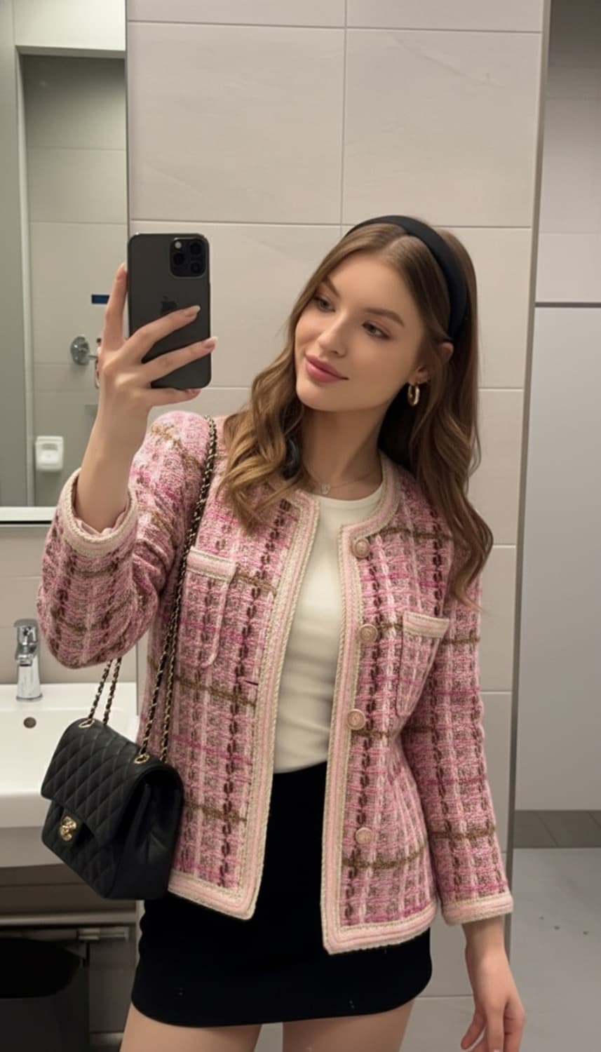 [새상품] 하이엔드 핑크 트위드 자켓 상품이미지1