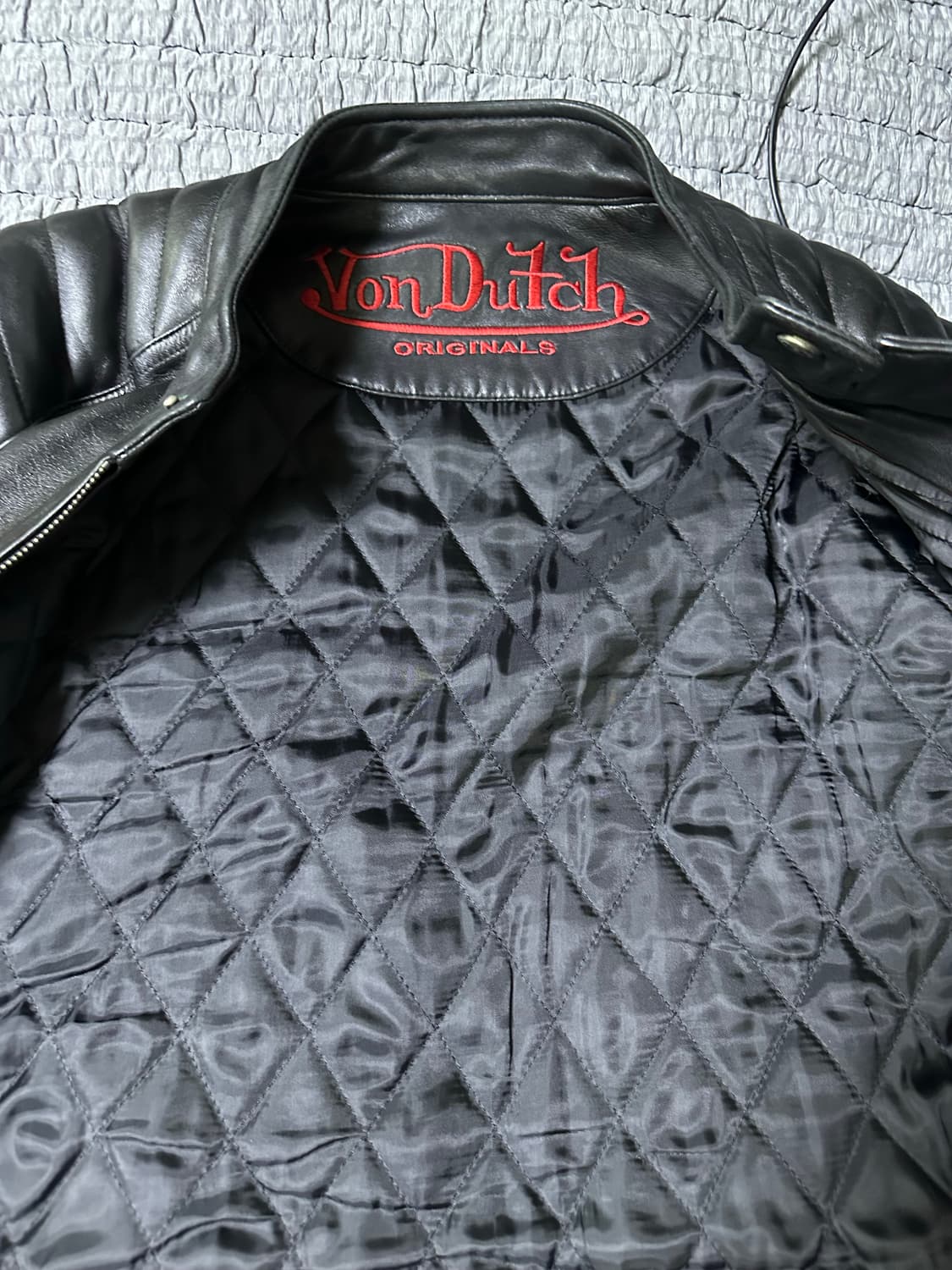 Von Dutch 가죽 라이더 자켓 블랙 100 상품이미지3