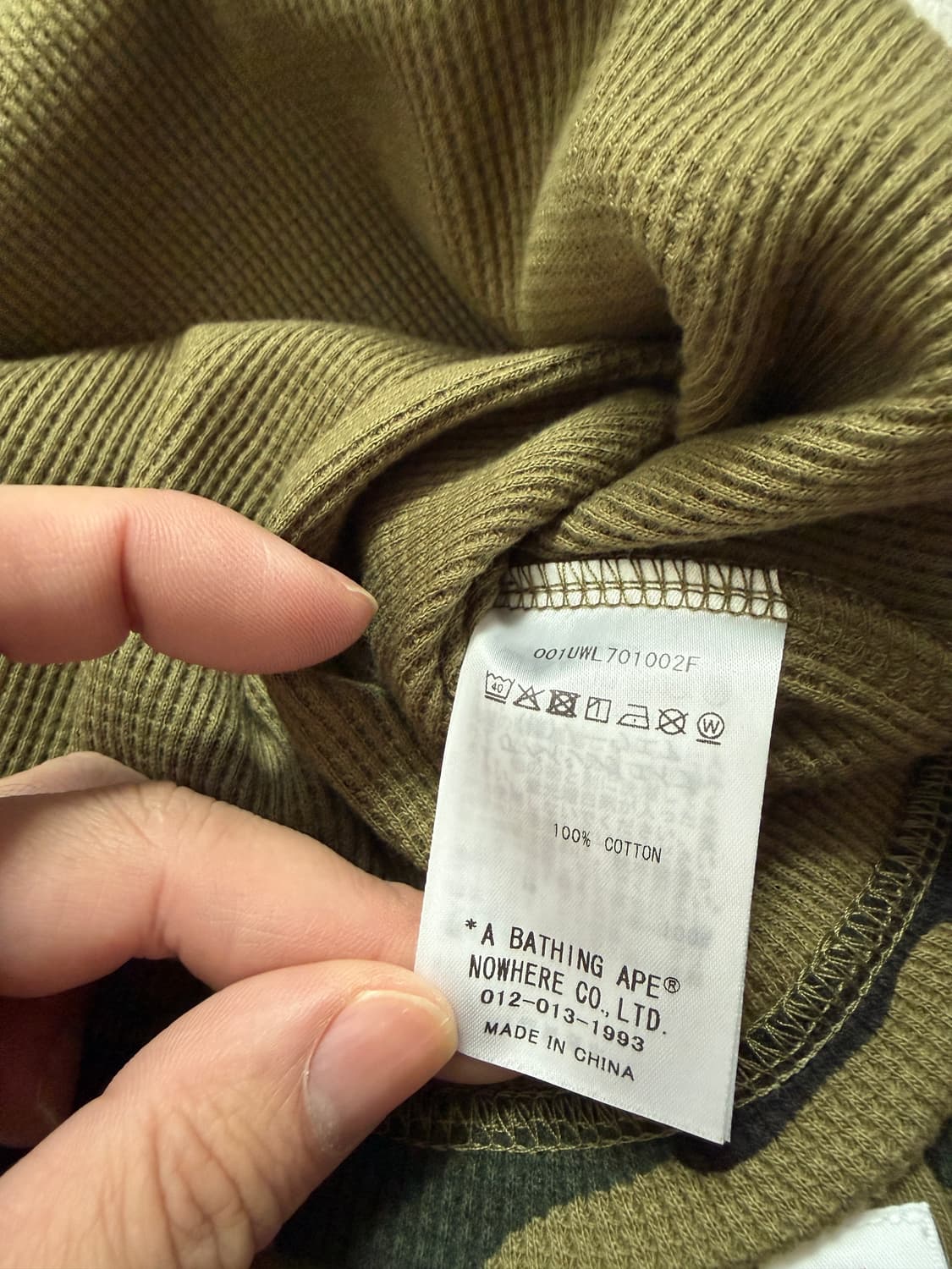 베이프 25fw 1st 카모 써멀 긴팔 티셔츠 그린 XL 상품이미지5