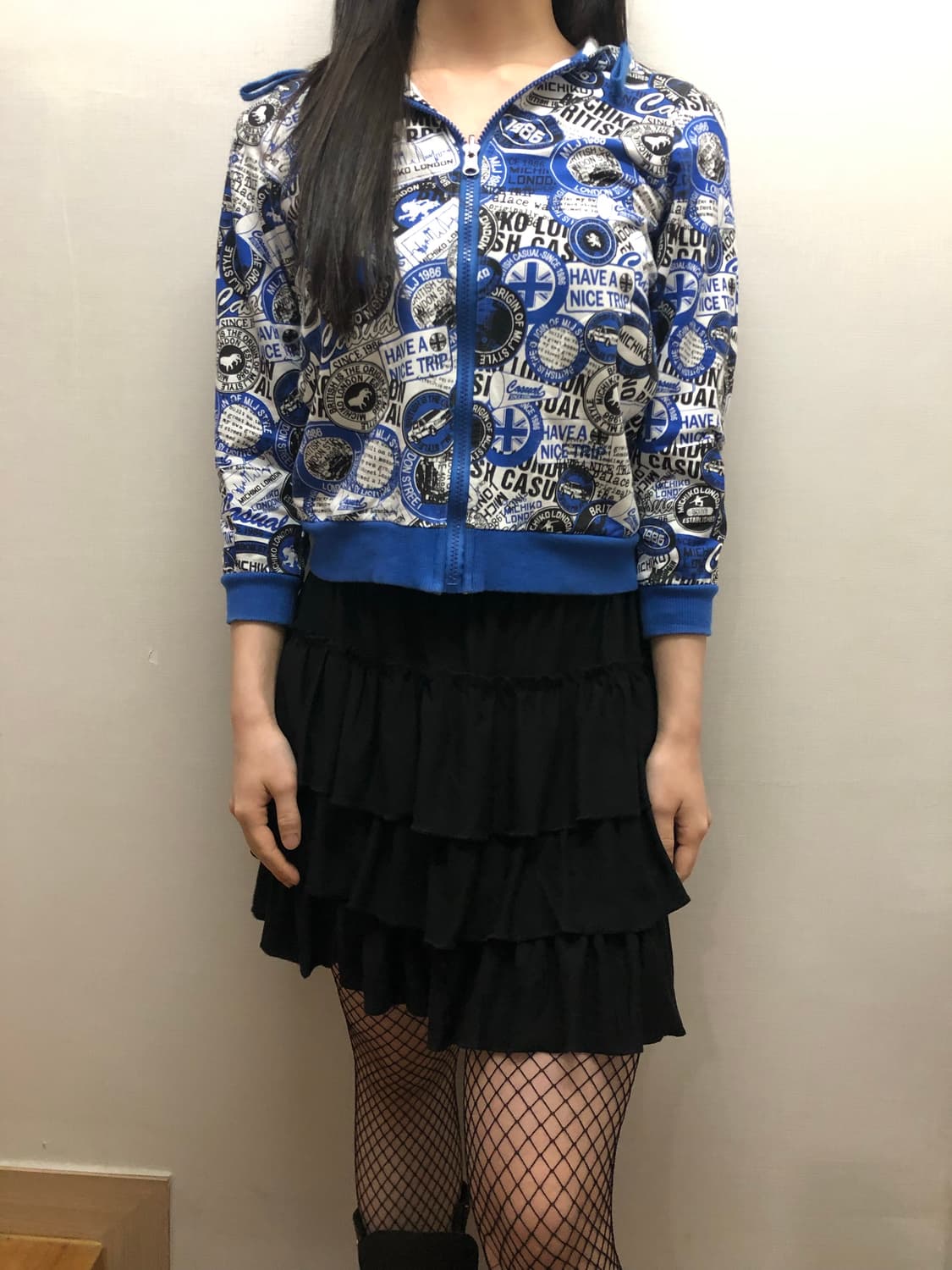 빈티지 미치코런던 블루 펑크 후드집업 상품이미지2