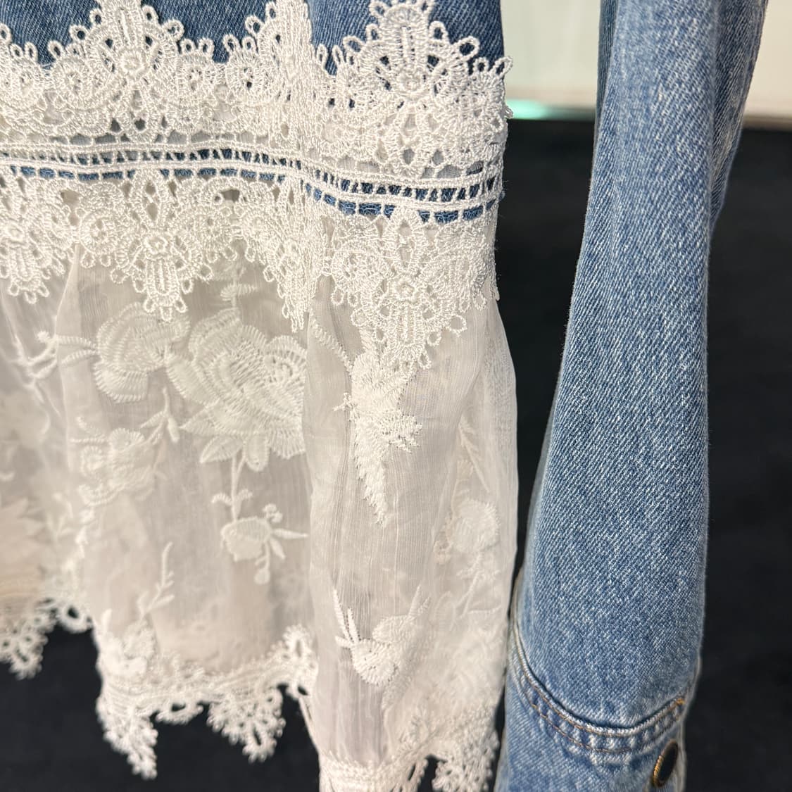 [M] 리메이크 커스텀 레이스 데님 청자켓 상품이미지5