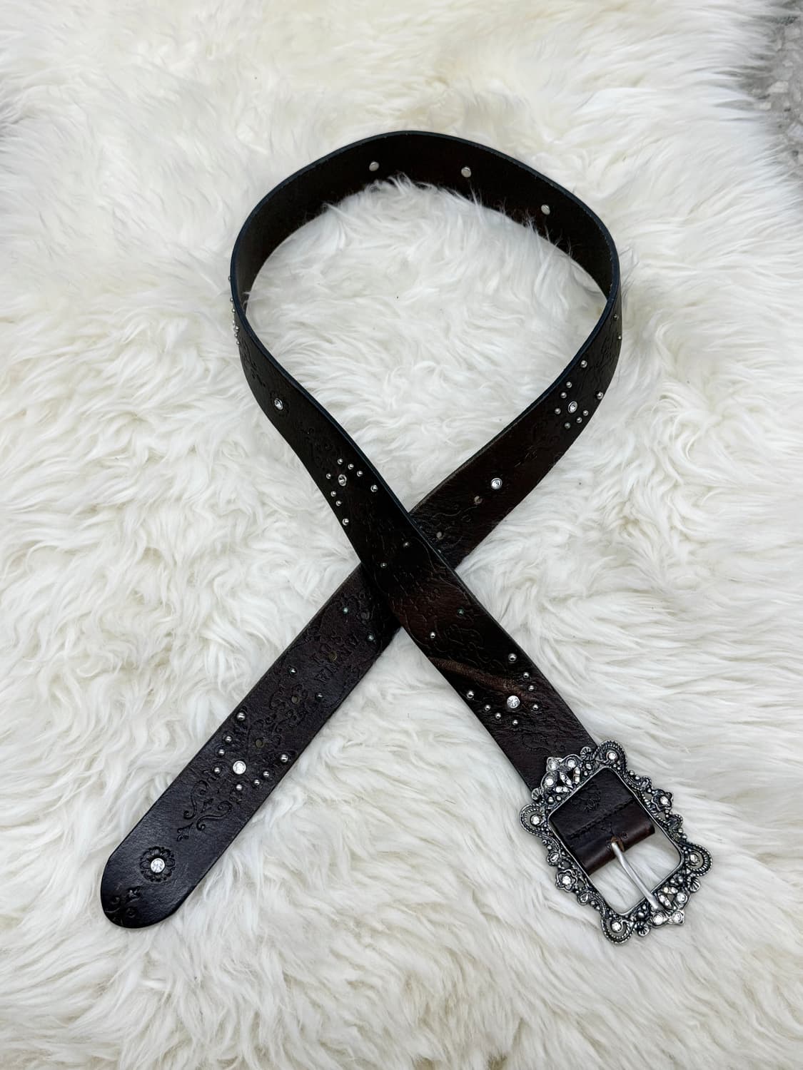 리얼레더 오리엔탈 큐빅 스터드 버클 벨트 상품이미지1