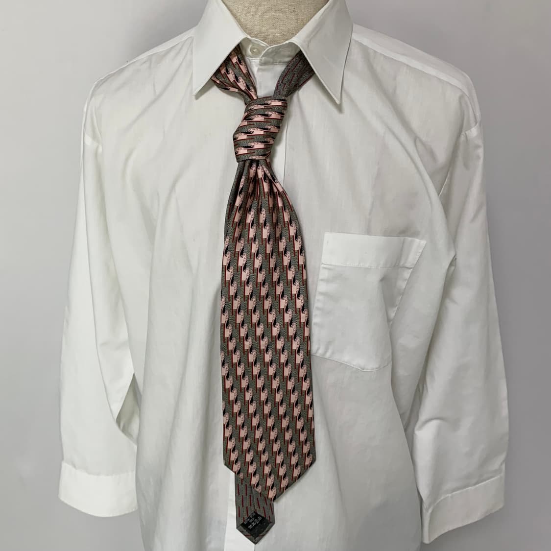 베르사체 메두사 빈티지 패턴 실크 넥타이 핑크 그레이 상품이미지1