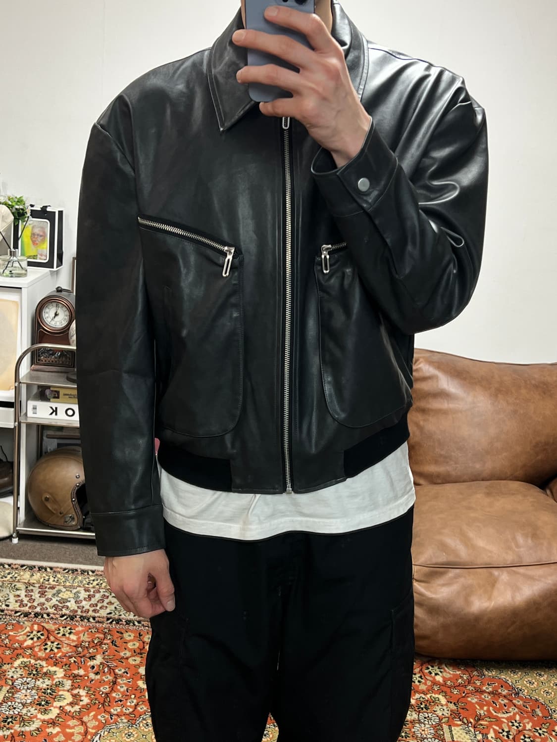 [F] Local 비건레더 싱글 라이더 자켓 상품이미지5