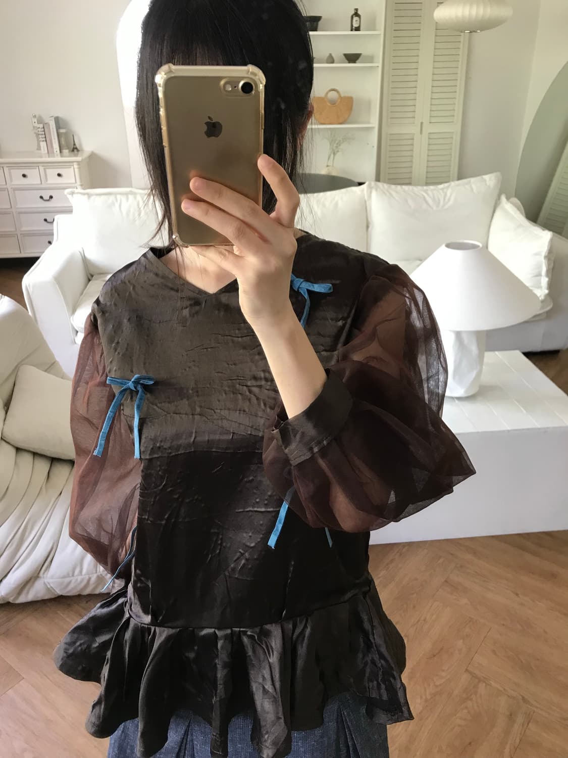 vintage brown ribbon blouse 상품이미지8