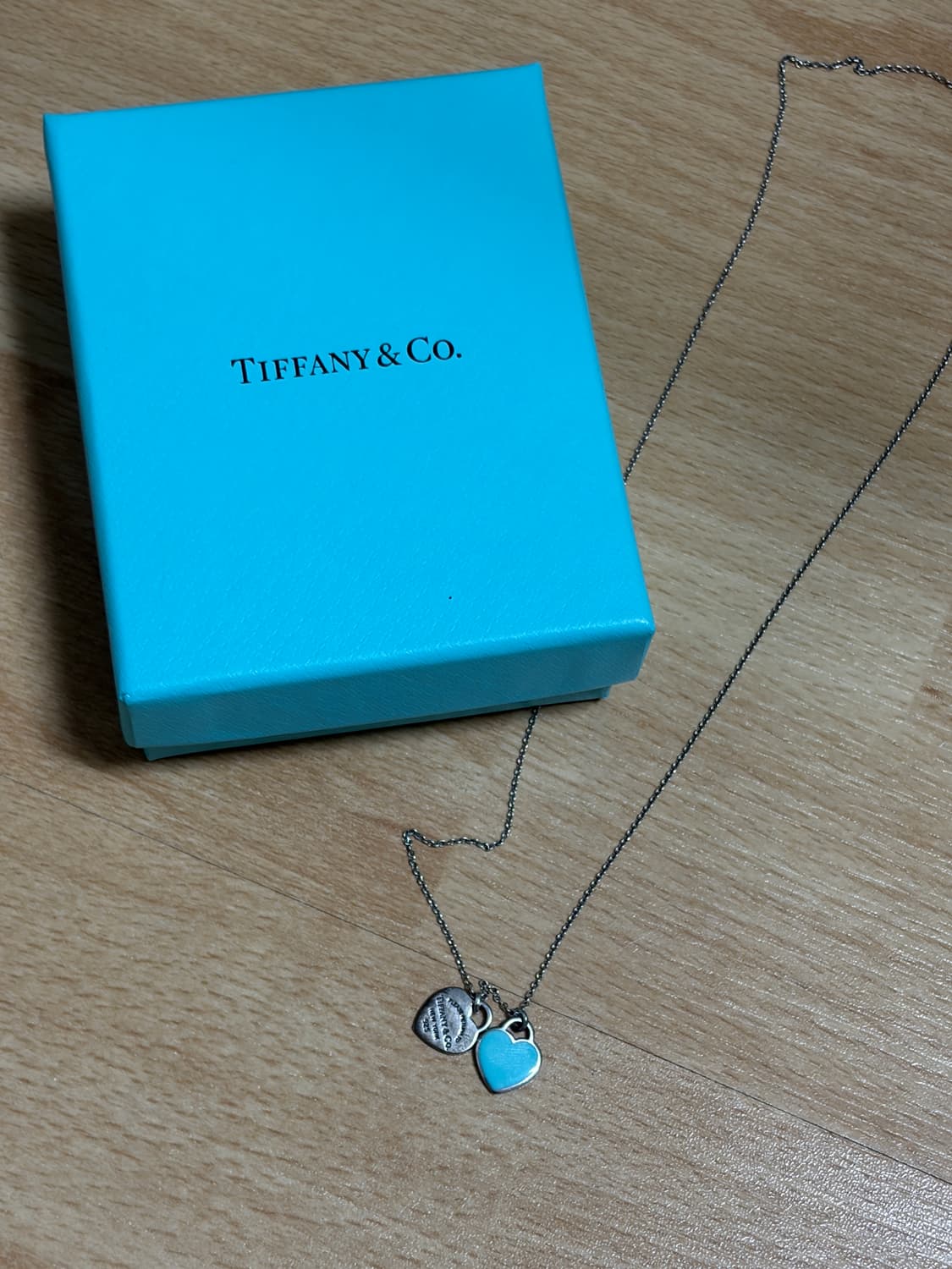 티파니앤코 더블하트 목걸이 실버/민트 상품이미지1