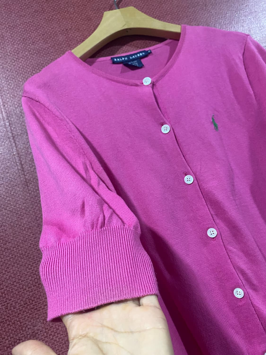 랄프로렌 핑크 반팔 가디건 M 상품이미지4