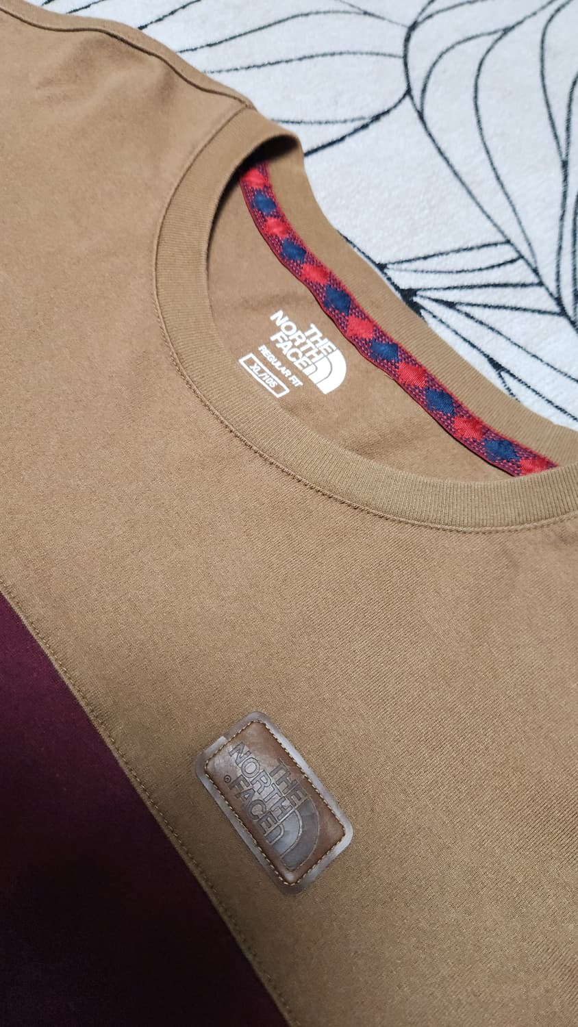 노스페이스 레더 패치 긴팔 버건디 티셔츠 100사이즈 상품이미지2
