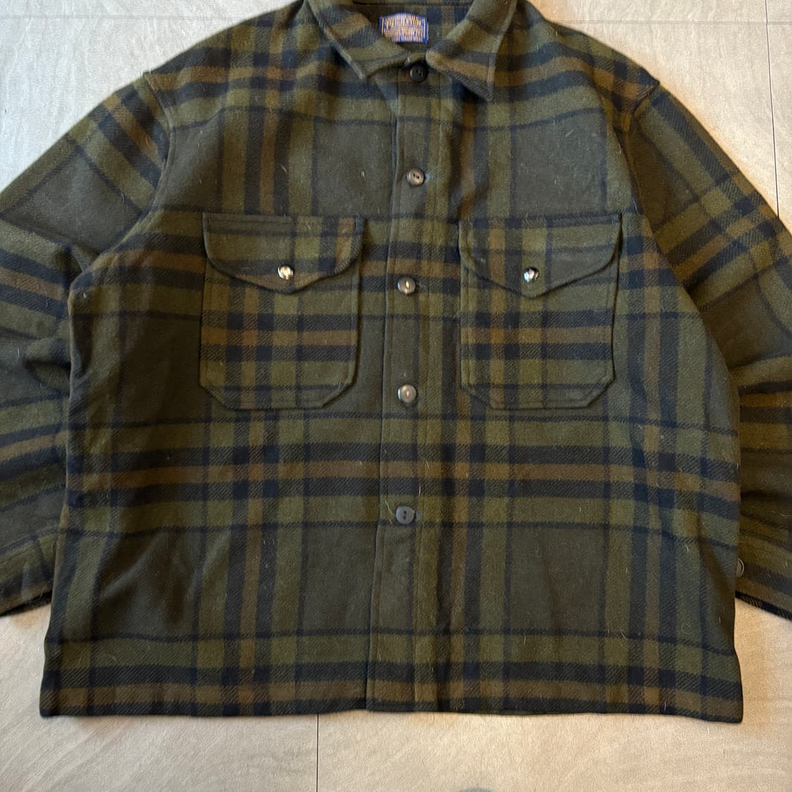 80년대 미국 생산 펜들턴 체크 울 체크 CPO 셔츠 자켓 상품이미지4