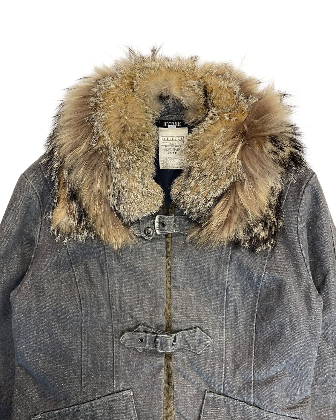 지안프랑코 페레 진 벨트 클로저 디테일 퍼 트리밍 데님 자켓 상품이미지6