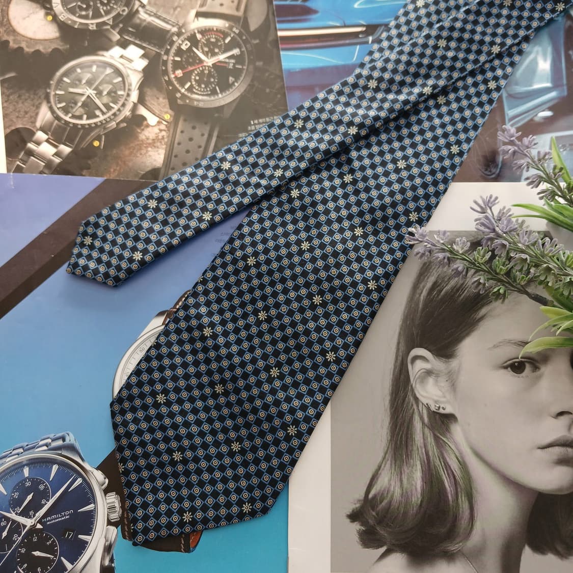 니나리치 실크 블루 자카드 넥타이 9.5cm A+등급 A18797
 상품이미지3