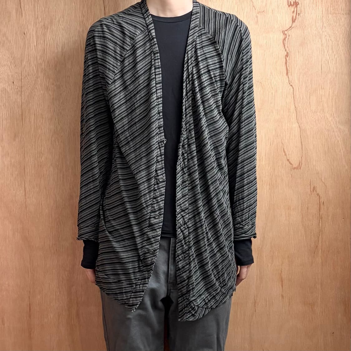 비리디안 사선 패턴 가디건 상품이미지1