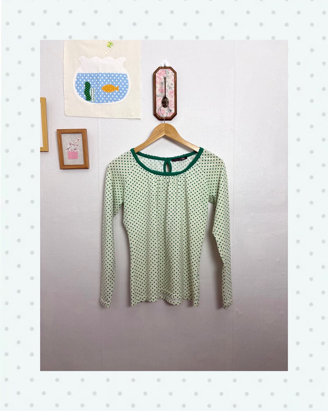 연두 도트 포인트 티셔츠 상품이미지1