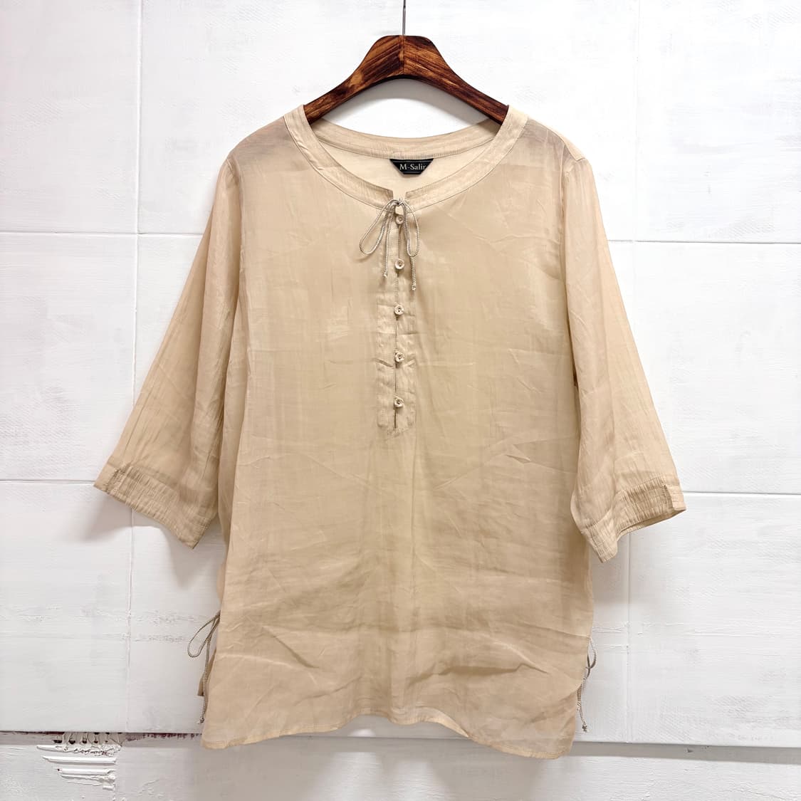 시스루 오간자 리본 클래식 모리걸 페어리 블라우스 JPN 상품이미지1