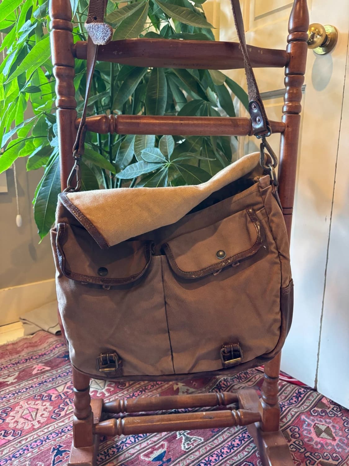 RRL 캔버스 레더 숄더 메신저 백 브라운 상품이미지4