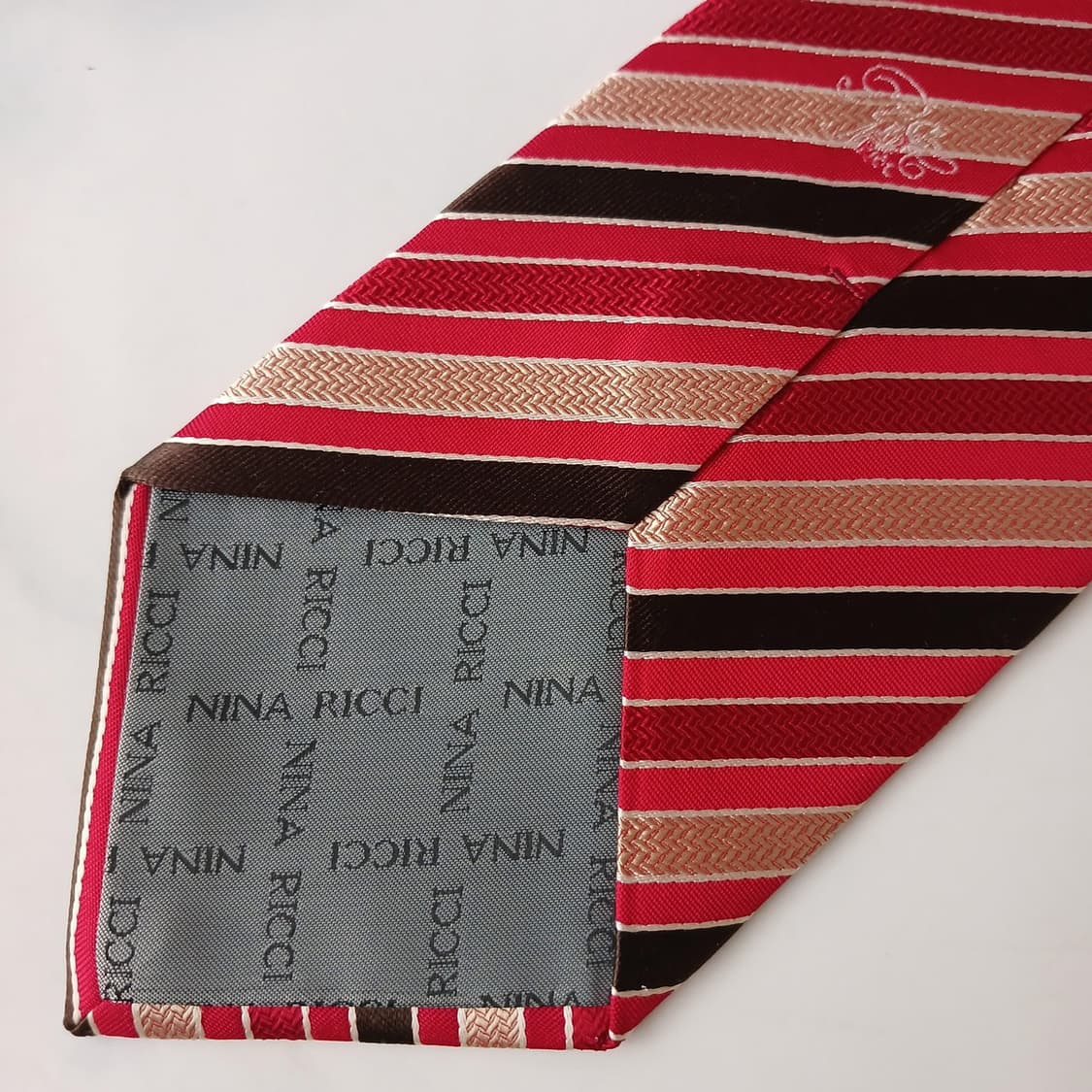니나리치 실크 레드 스트라이프 넥타이 9.5cm A+등급 E733 상품이미지8
