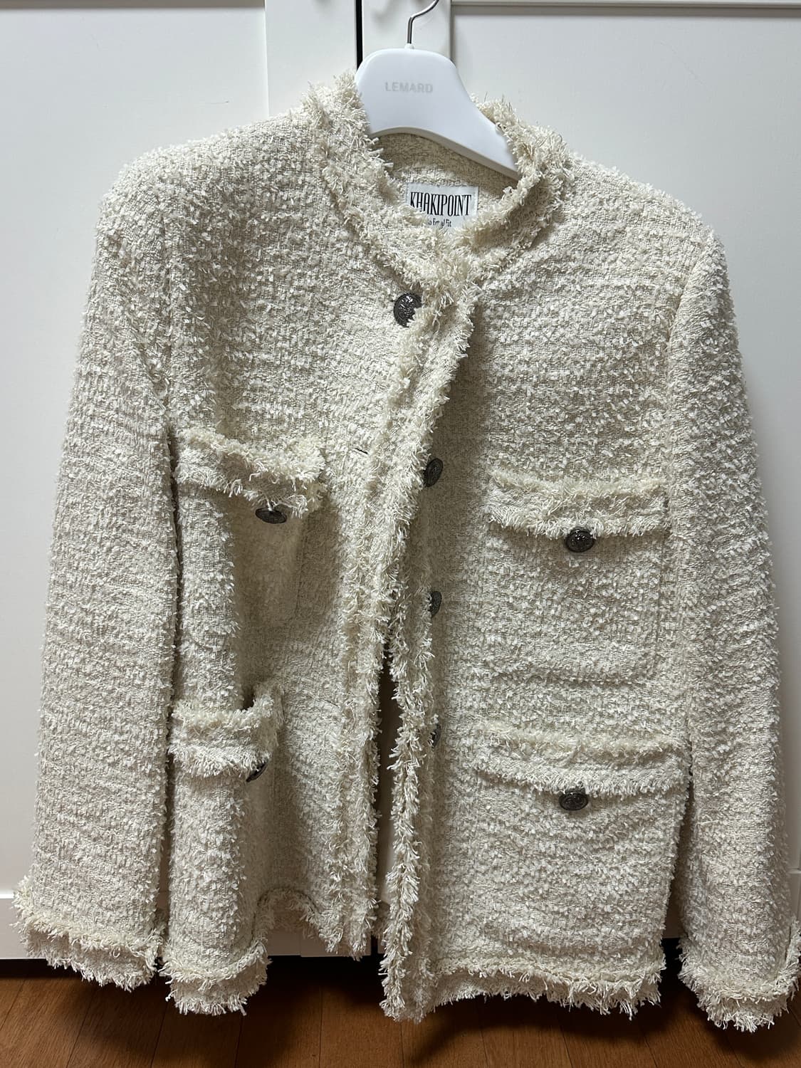 카키포인트 트위드 아이보리 롱버전 상품이미지4