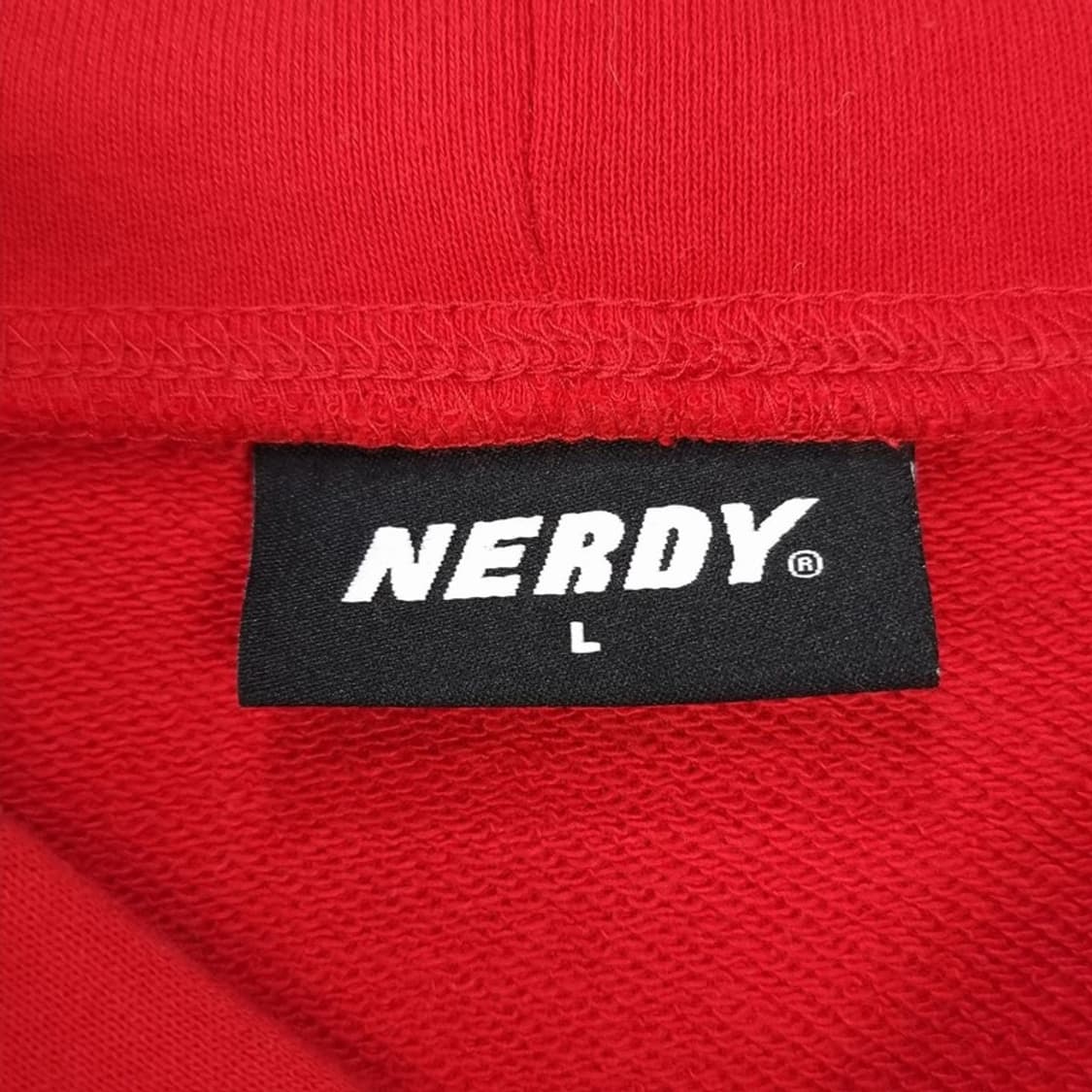 [NERDY] 널디 빅로고 오버핏 후드티 레드 M16535 상품이미지7