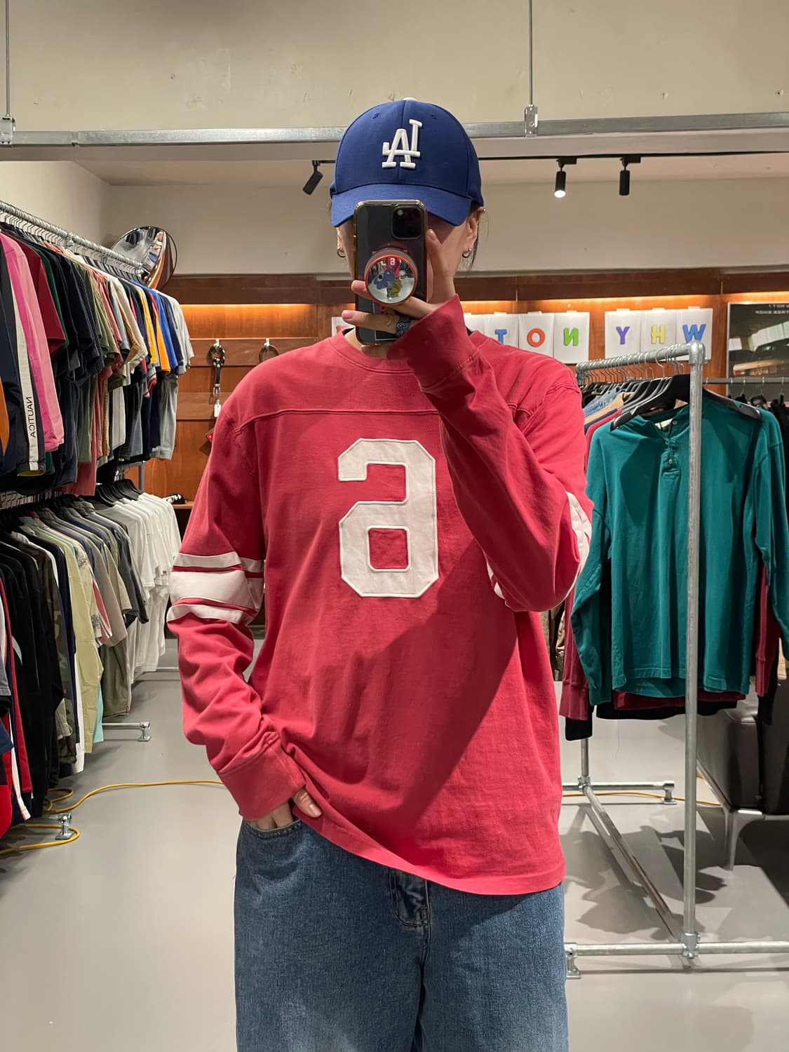 빈티지 롱슬리브 티셔츠(다홍색)   상품이미지1