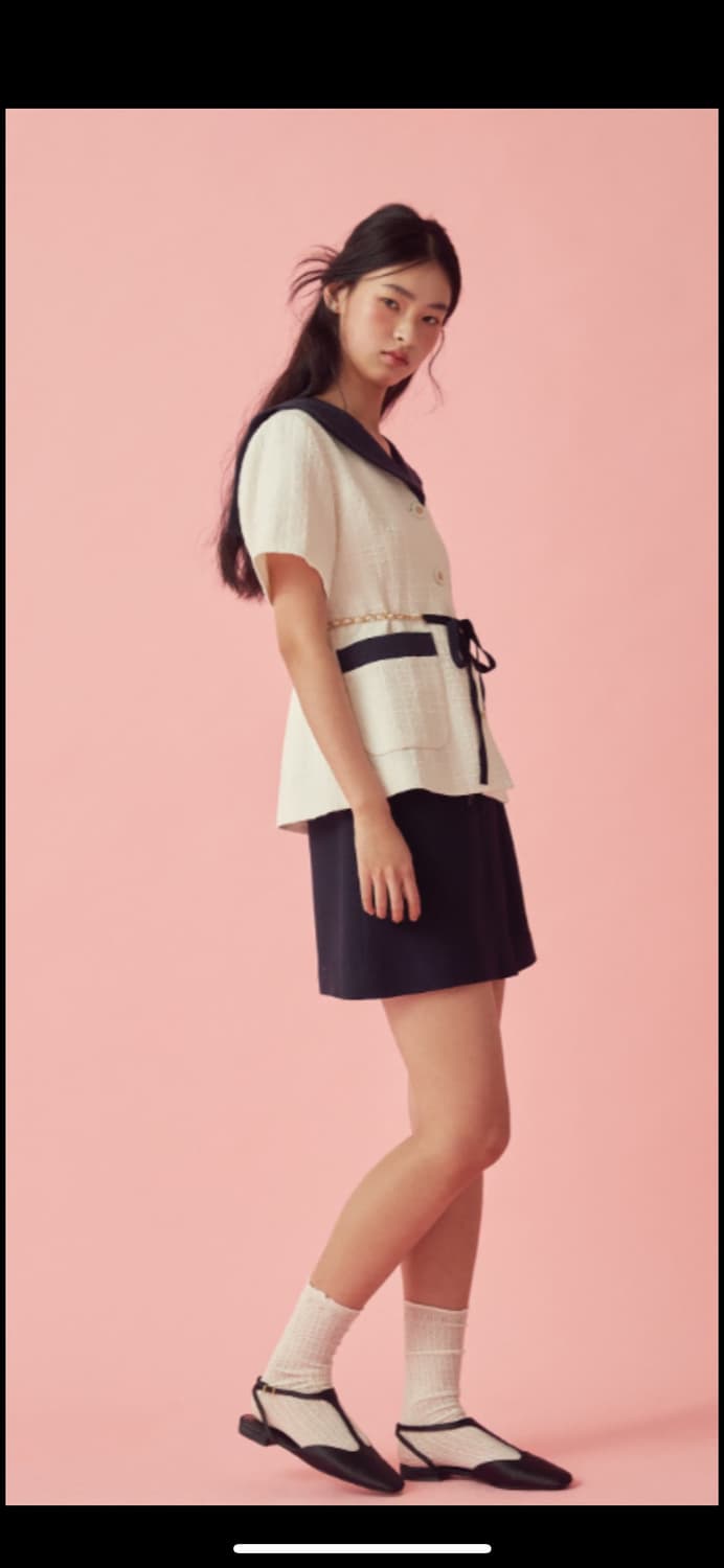 쟈니헤잇재즈 리본 벨티드 트위드 자켓 화이트 상품이미지3