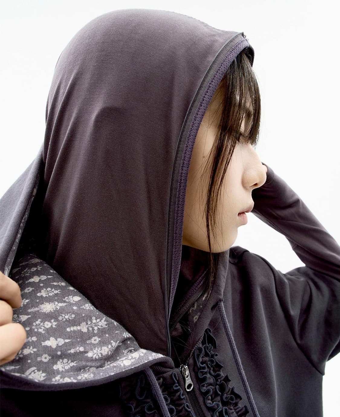 오호스 프릴 져지 봄버 후드집업 상품이미지1