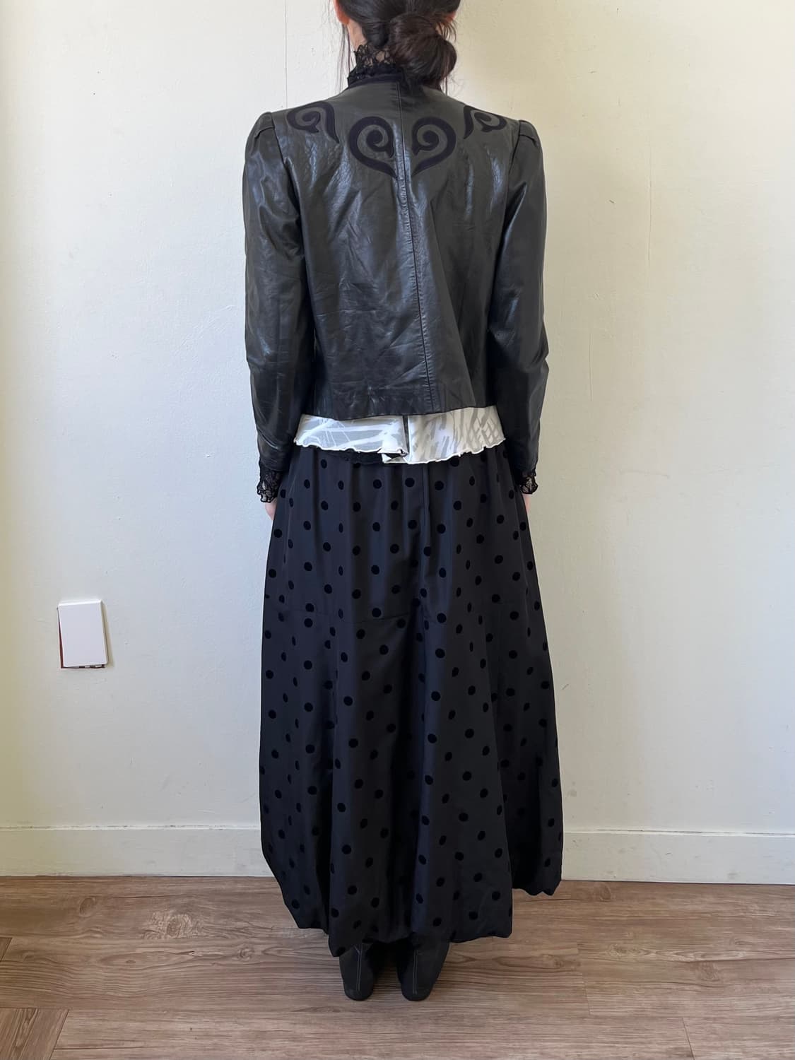 90’s PARIENNE 아라베스크 레더자켓 상품이미지10