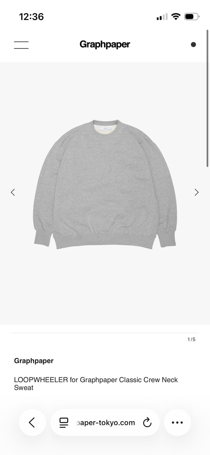 그라프페이퍼 루프휠러 클래식 크루넥 스웻 상품이미지2