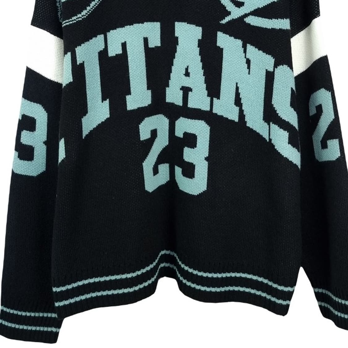 [빈티지] 럭비 그래픽 오버핏 니트 블랙 M18503 상품이미지5