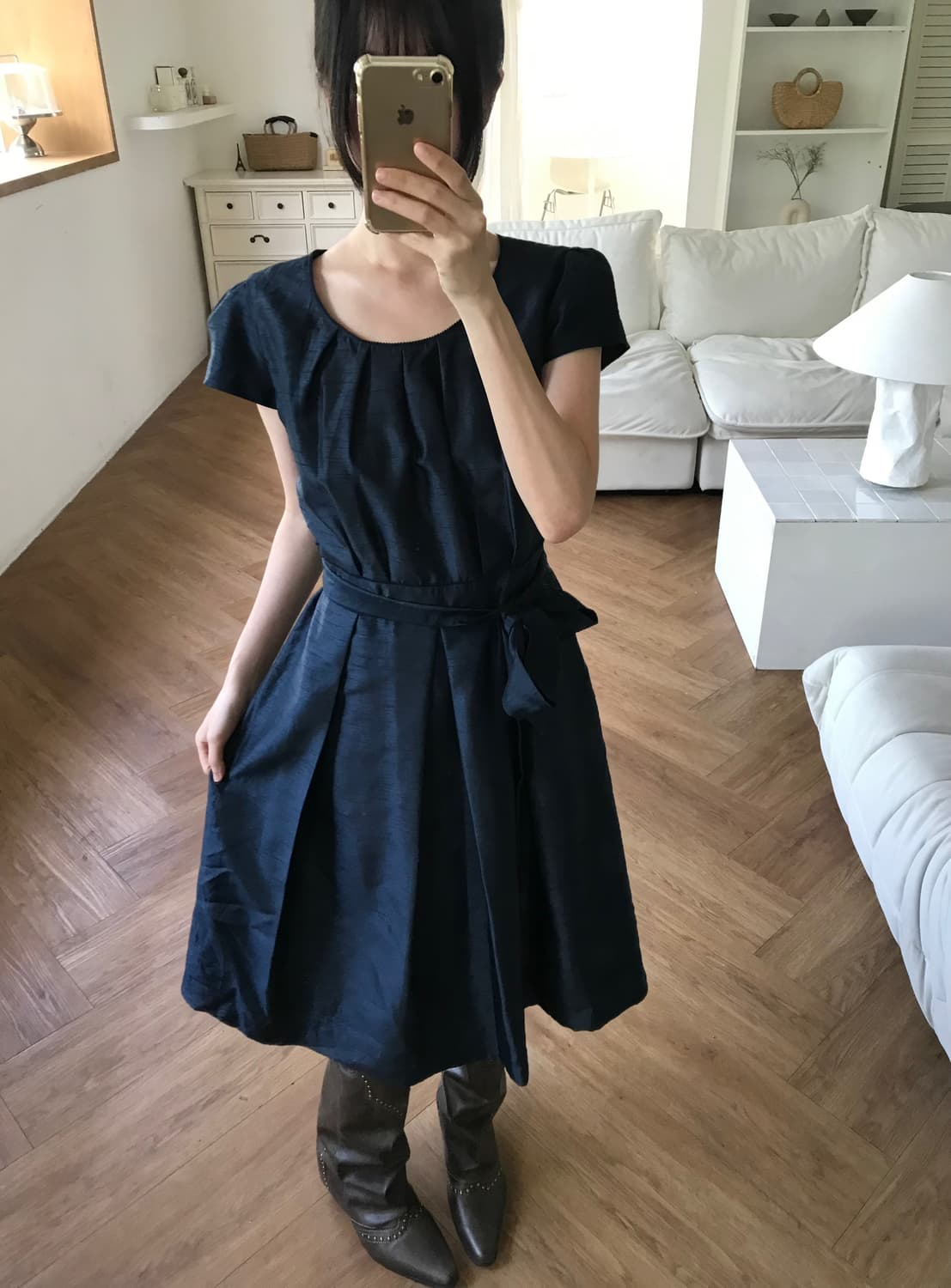 vintage strap navy one-piece 상품이미지1